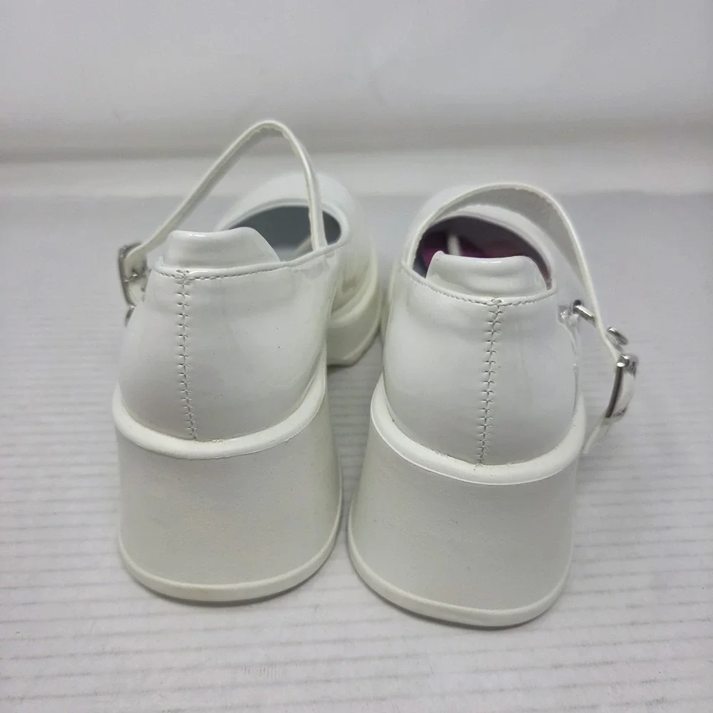 Genialle Platform Mary Janes Women Size 5 White Patent Chunky Lug Sole NWT GEN